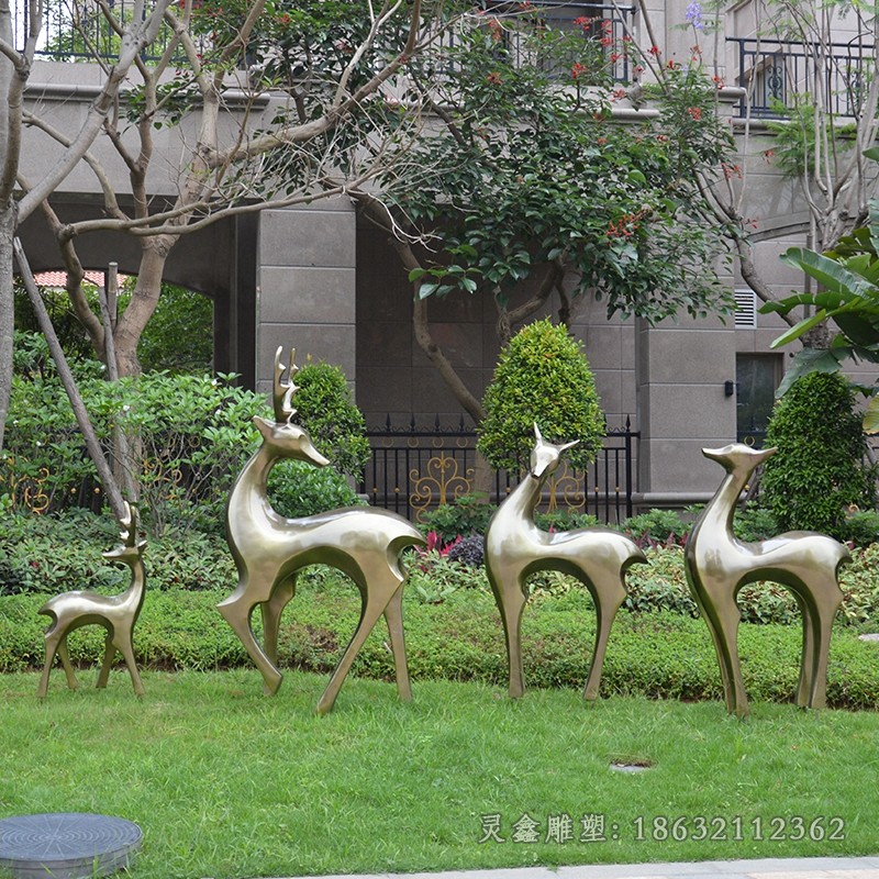 抽象小鹿标志动物铜雕