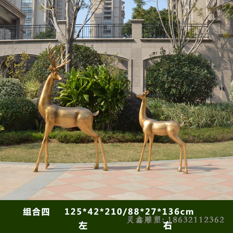 情侣小鹿动物抽象铜雕