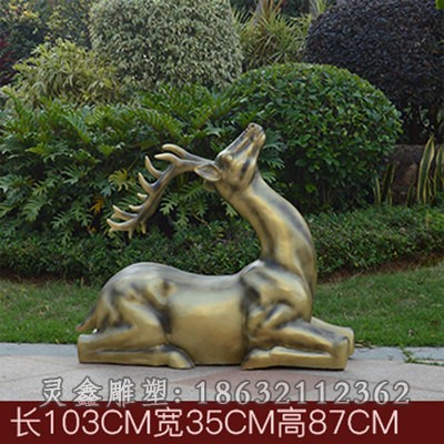 站姿鹿动物标志铜雕