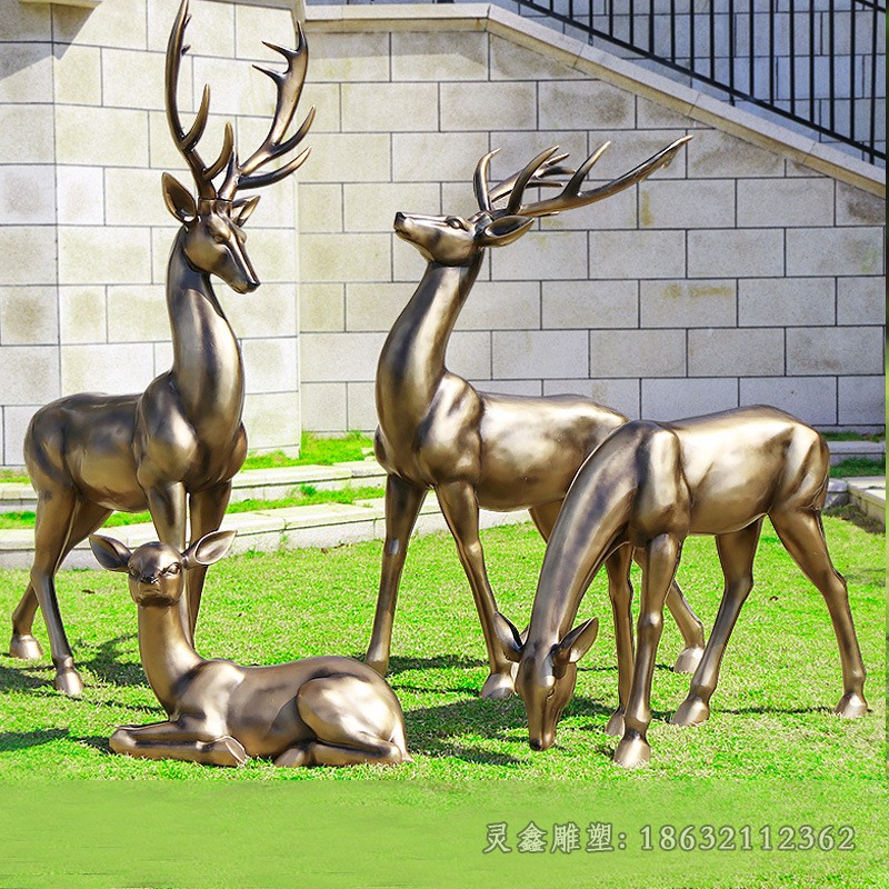 动物鹿抽象标志铜雕