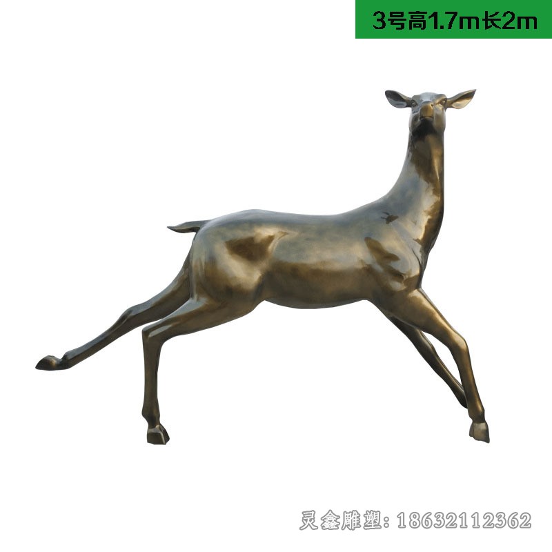 跳跃小鹿动物景观铜雕