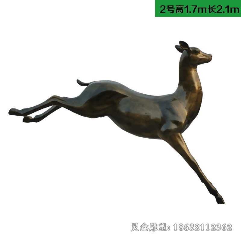 跳跃小鹿动物标志铜雕