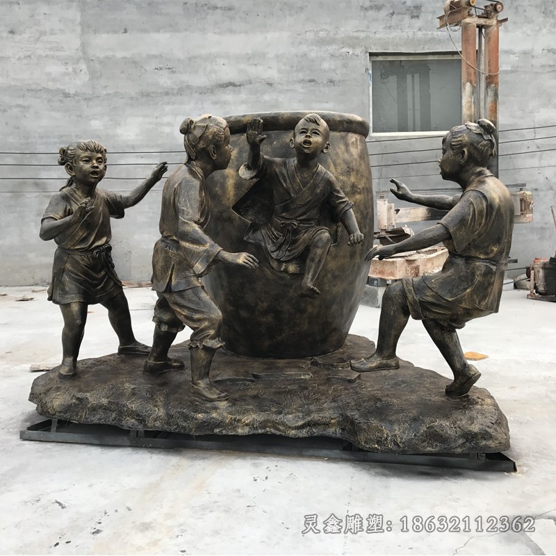 司马光砸缸典故铜雕