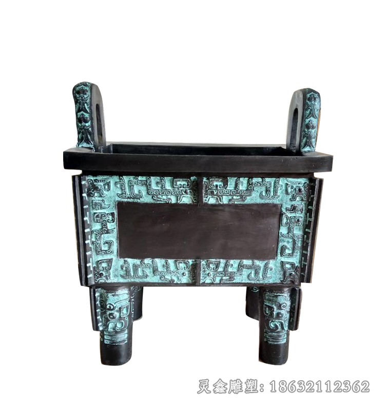 青铜方鼎户外景观铜雕