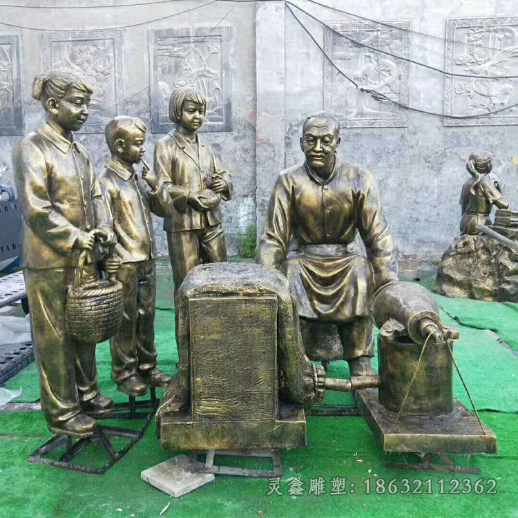 爆米花小品人物铜雕