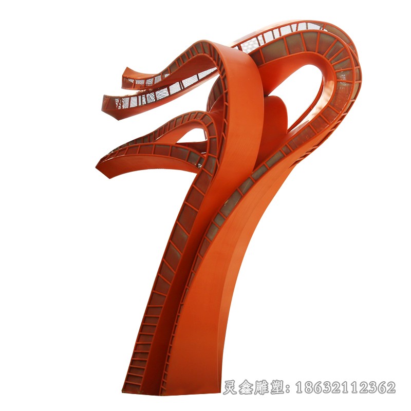 彩绘红色飘带不锈钢雕塑