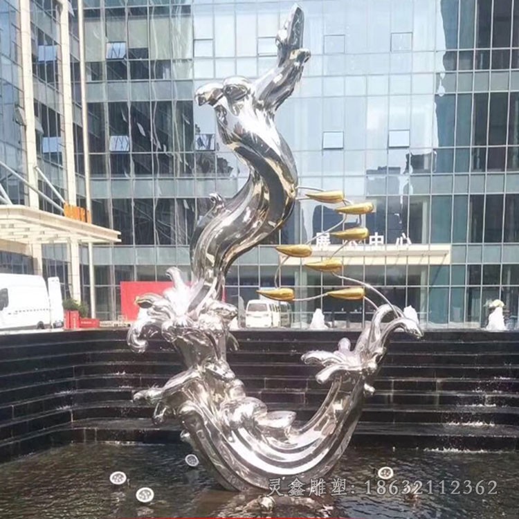 抽象镜面海浪不锈钢雕塑