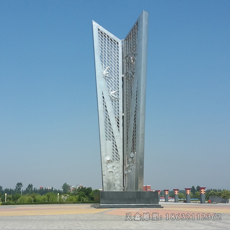 不锈钢抽象标志景观雕塑