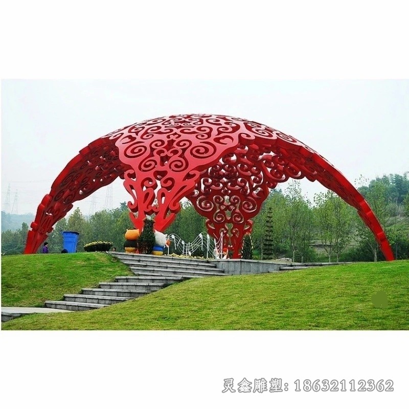 镂空红色标志不锈钢雕塑