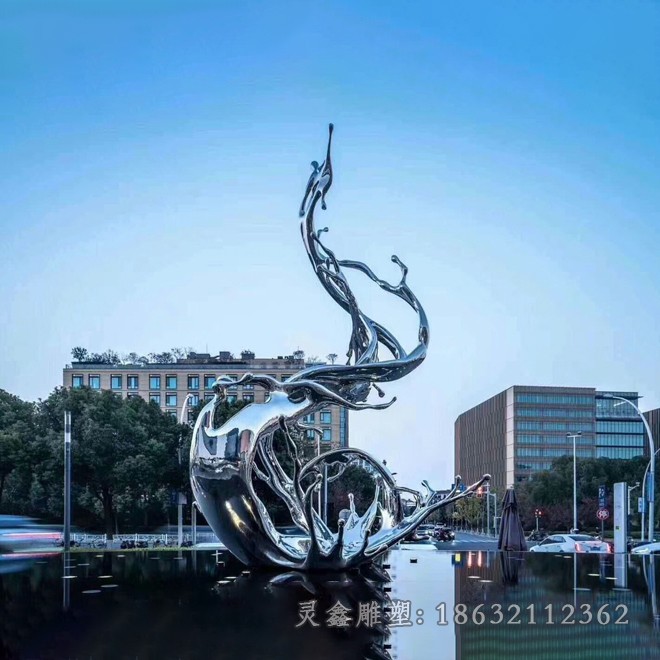 抽象海浪标志不锈钢雕塑