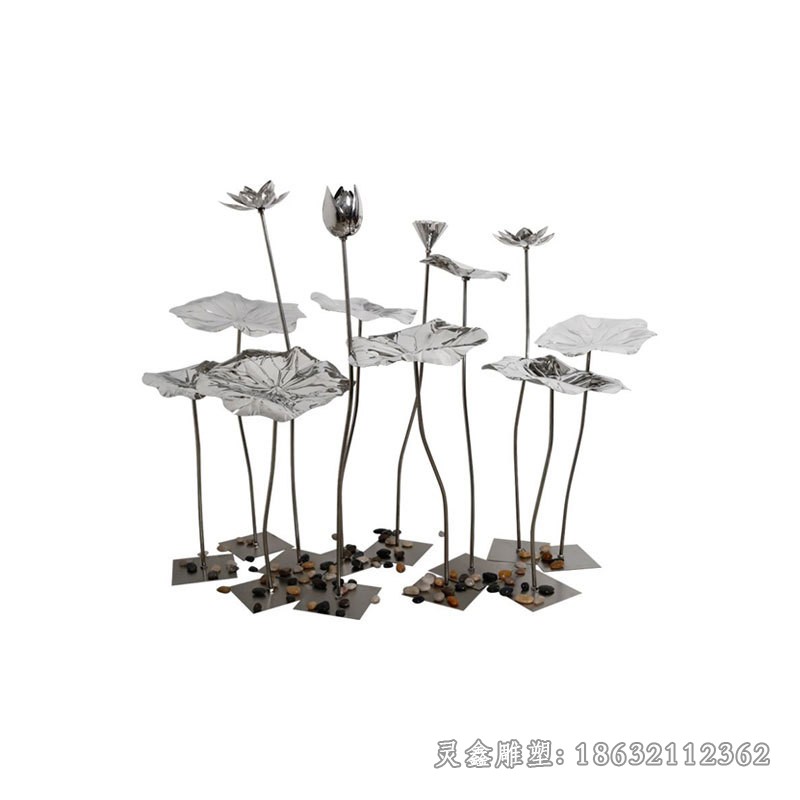 不锈钢镜面荷叶景观雕塑