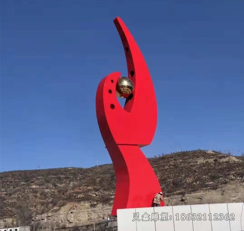不锈钢红色标志别墅雕塑