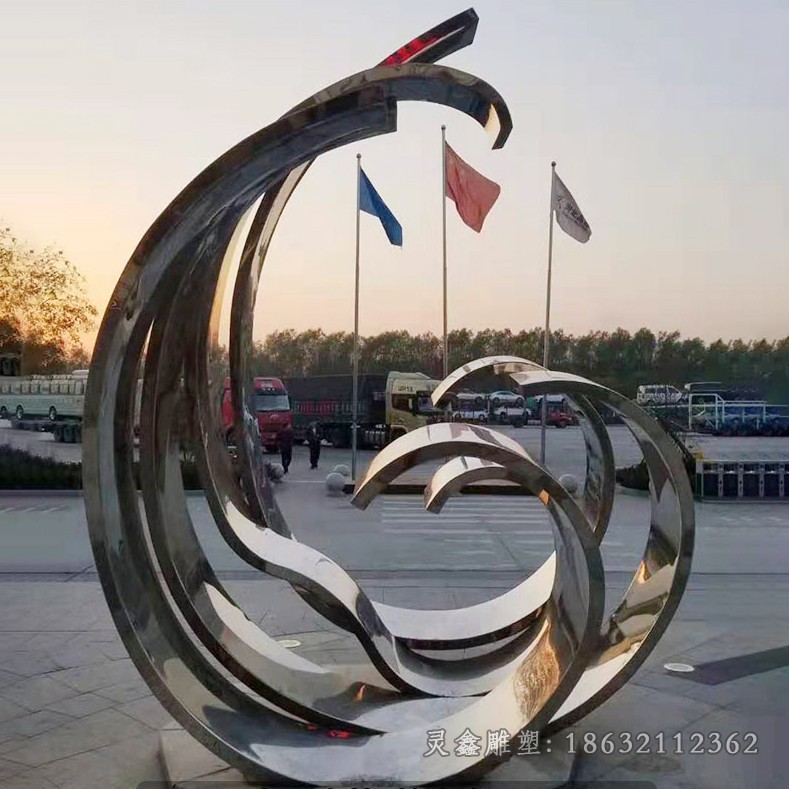 抽象标志不锈钢海浪雕塑