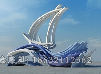 不锈钢海浪抽象标志雕塑