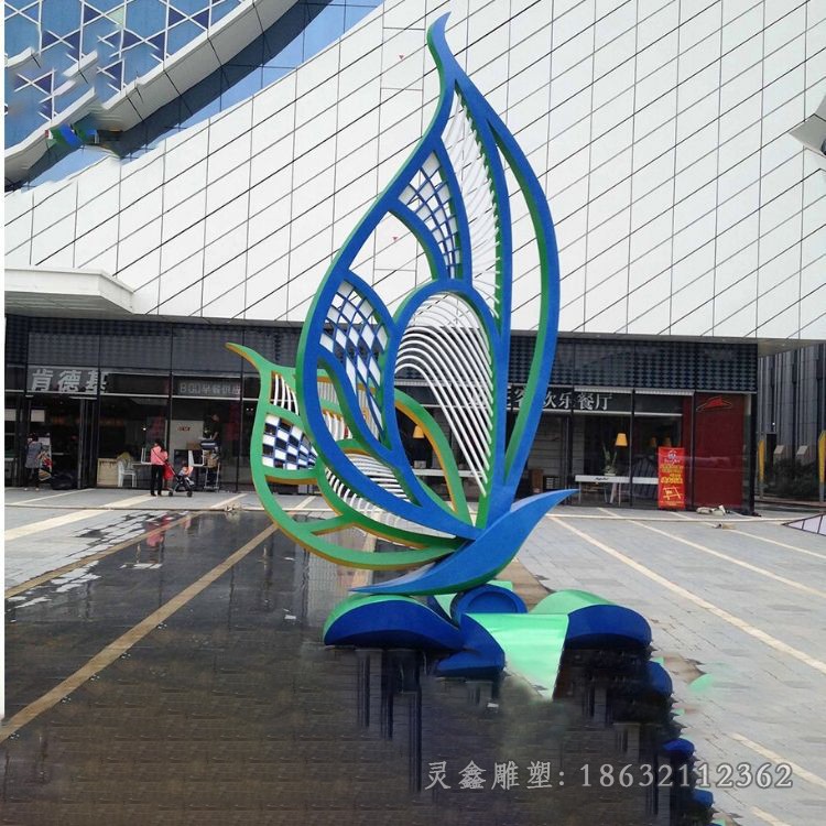 彩绘抽象蝴蝶不锈钢雕塑