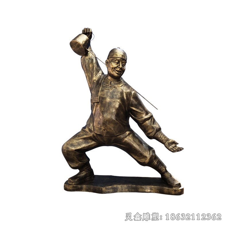 茶文化店小二倒茶铜雕