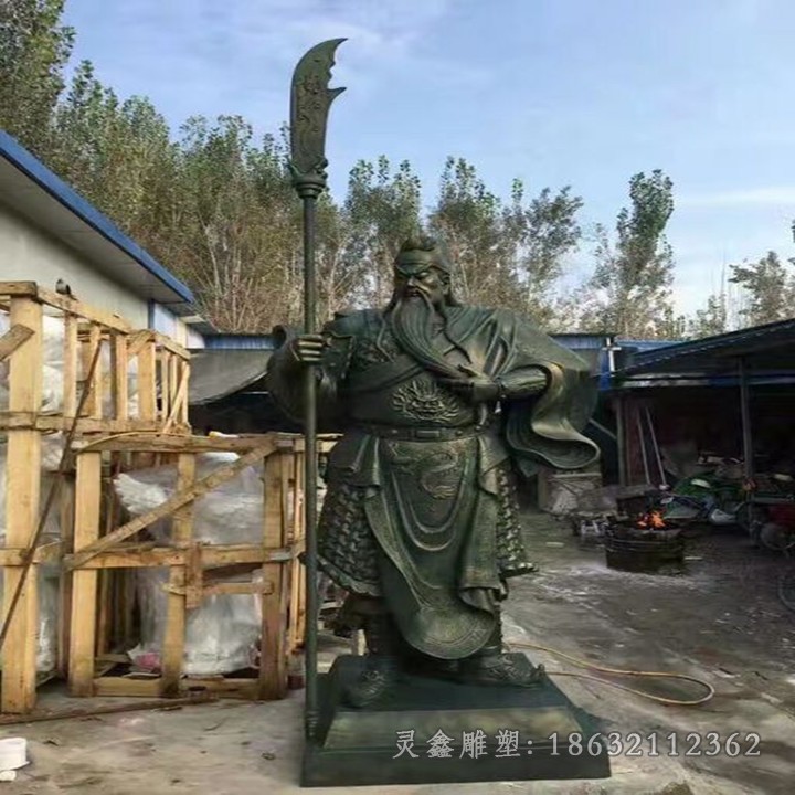 持刀关公人物标志铜雕