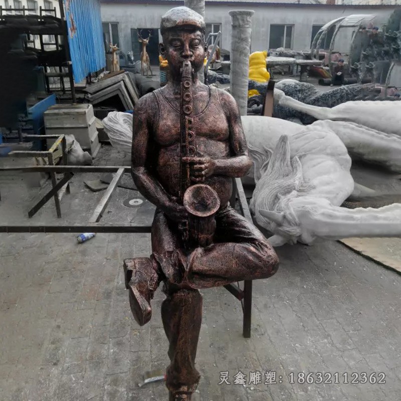 吹萨克斯人物抽象铜雕