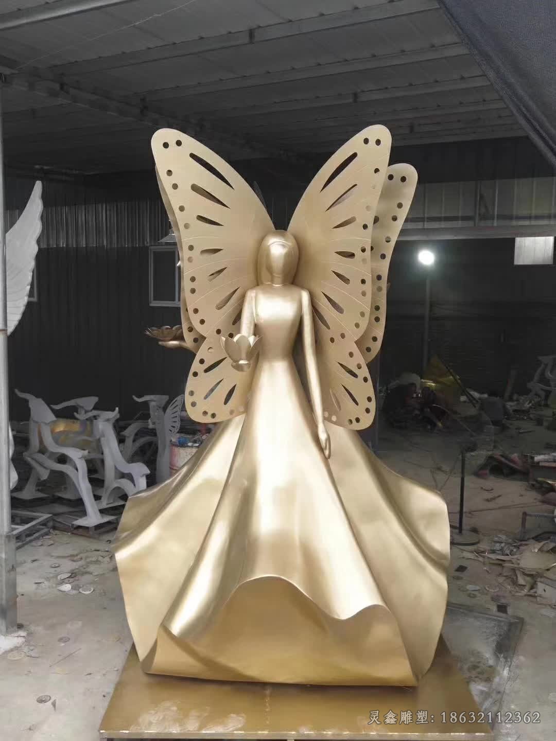 抽象蝴蝶美女人物铜雕