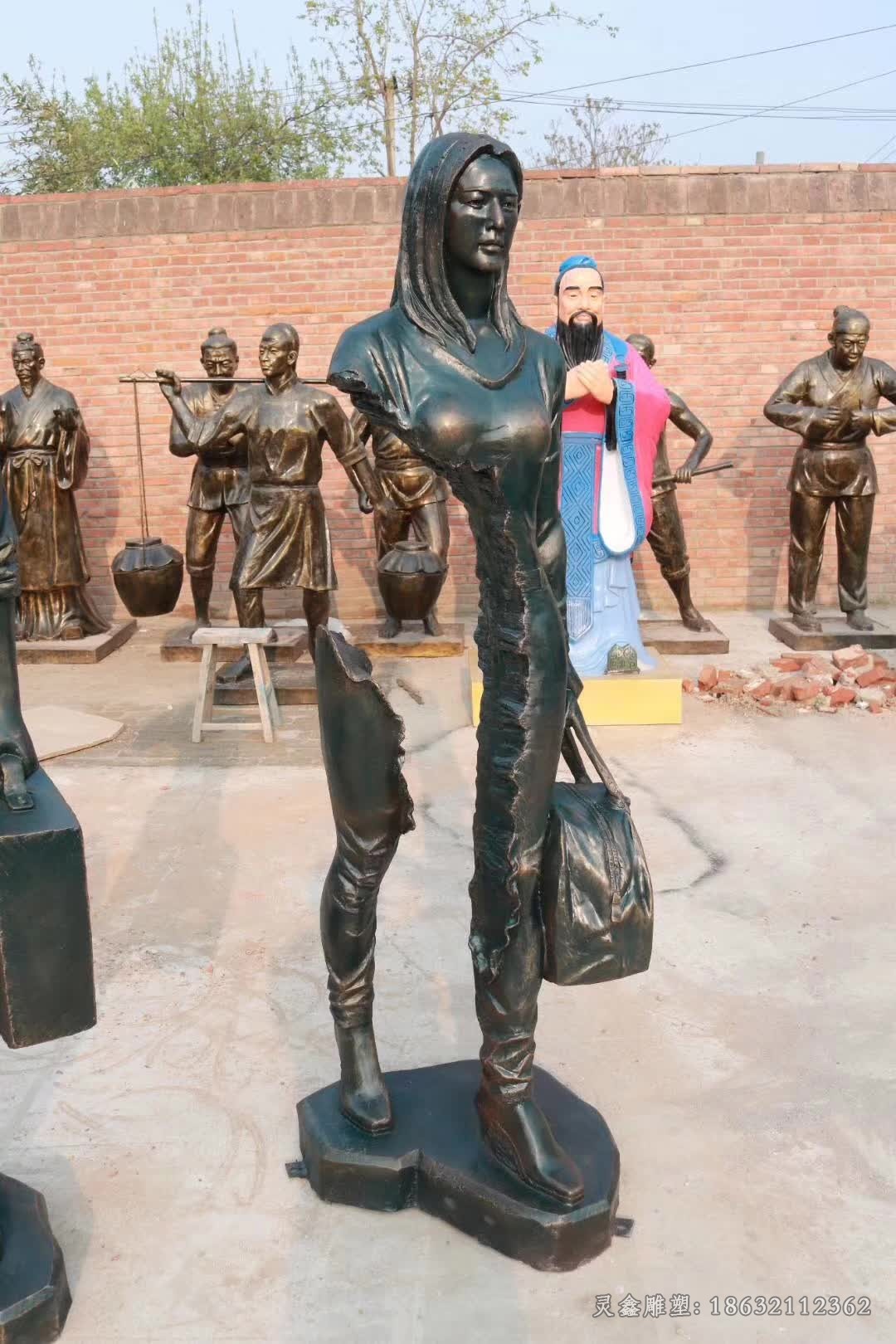 抽象女人标志景观铜雕