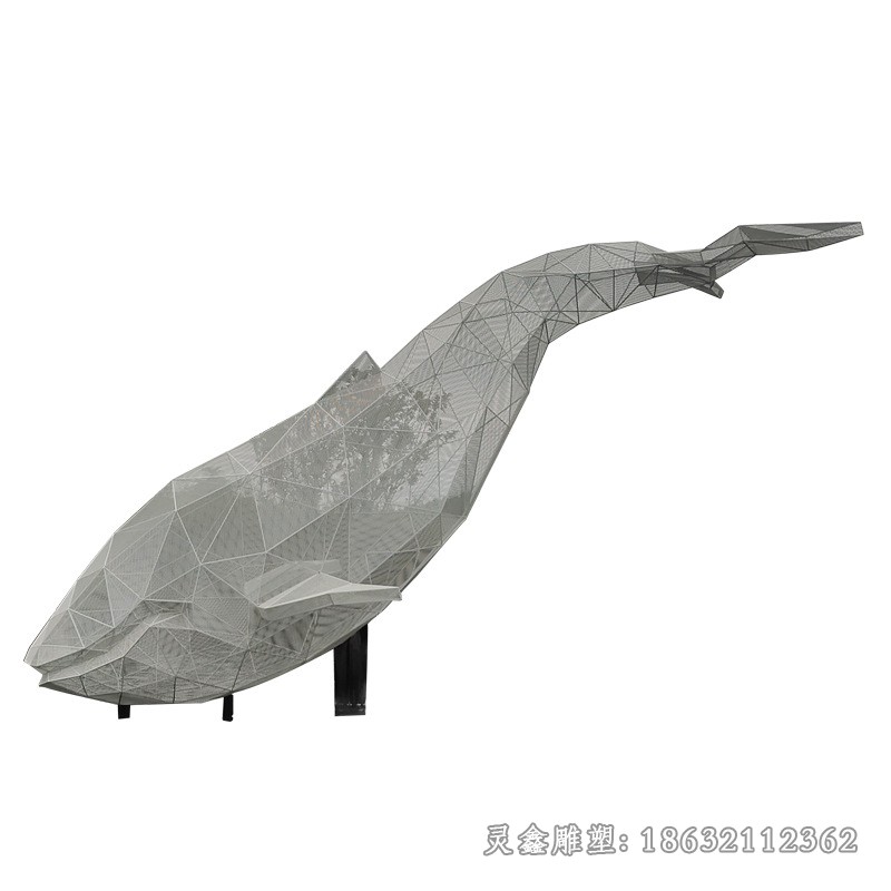 几何海豚不锈钢景观雕塑