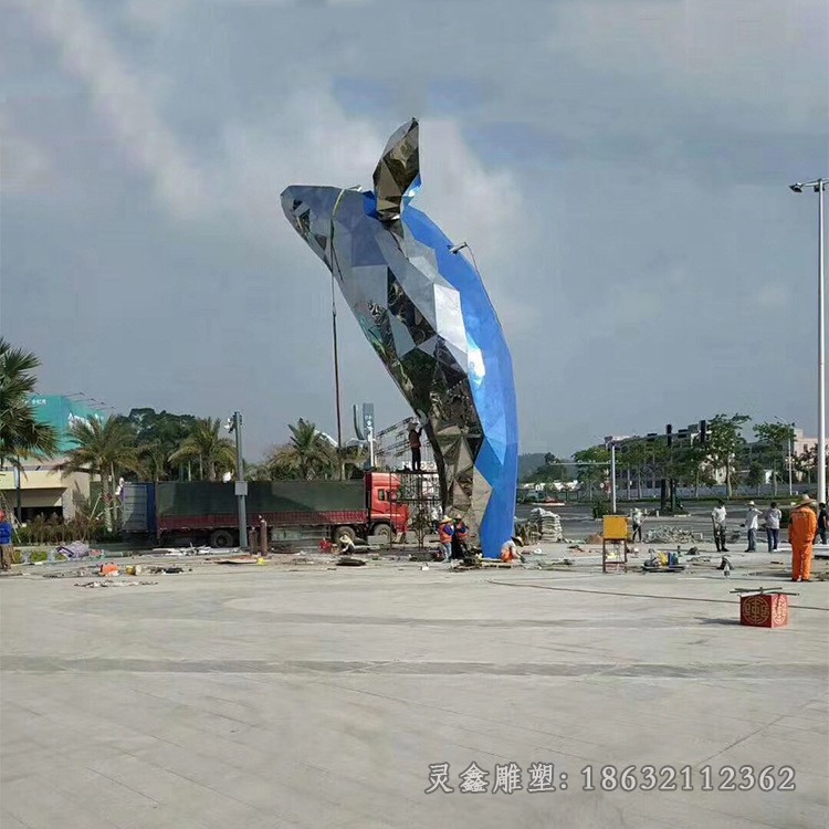 几何海豚不锈钢动物雕塑