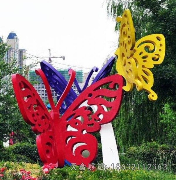 彩绘蝴蝶广场不锈钢雕塑