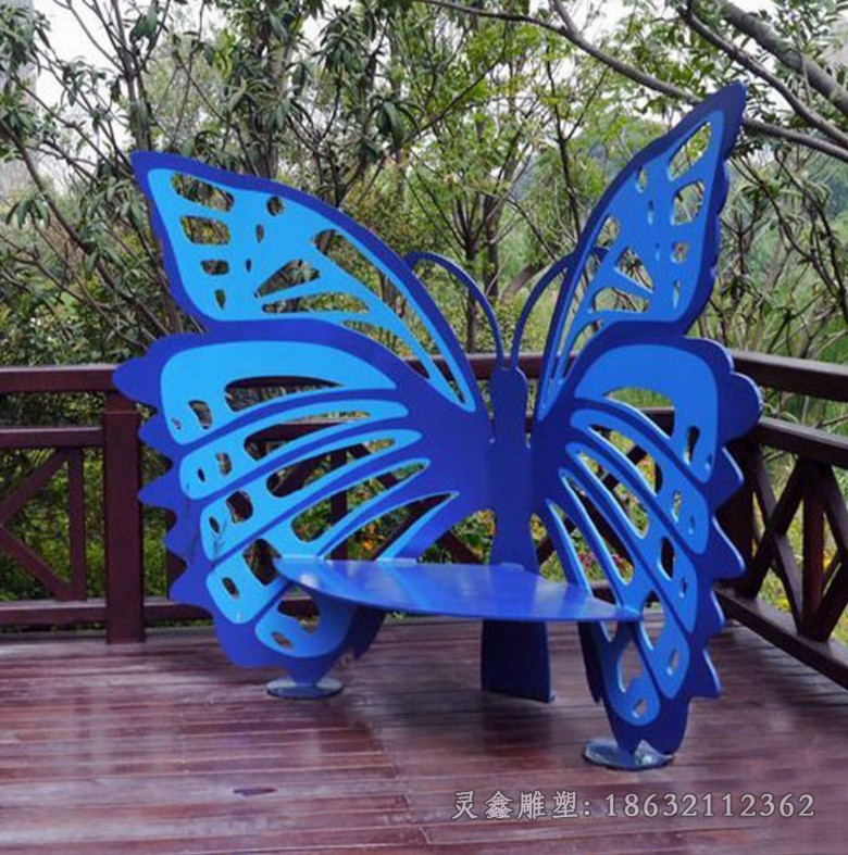 蓝色蝴蝶景观不锈钢雕塑