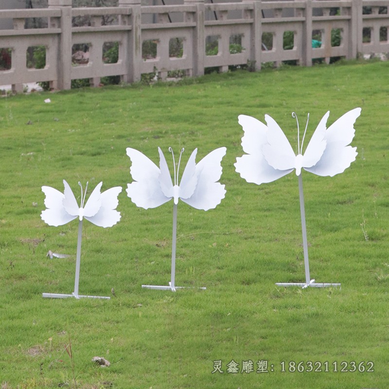 白色蝴蝶户外不锈钢雕塑