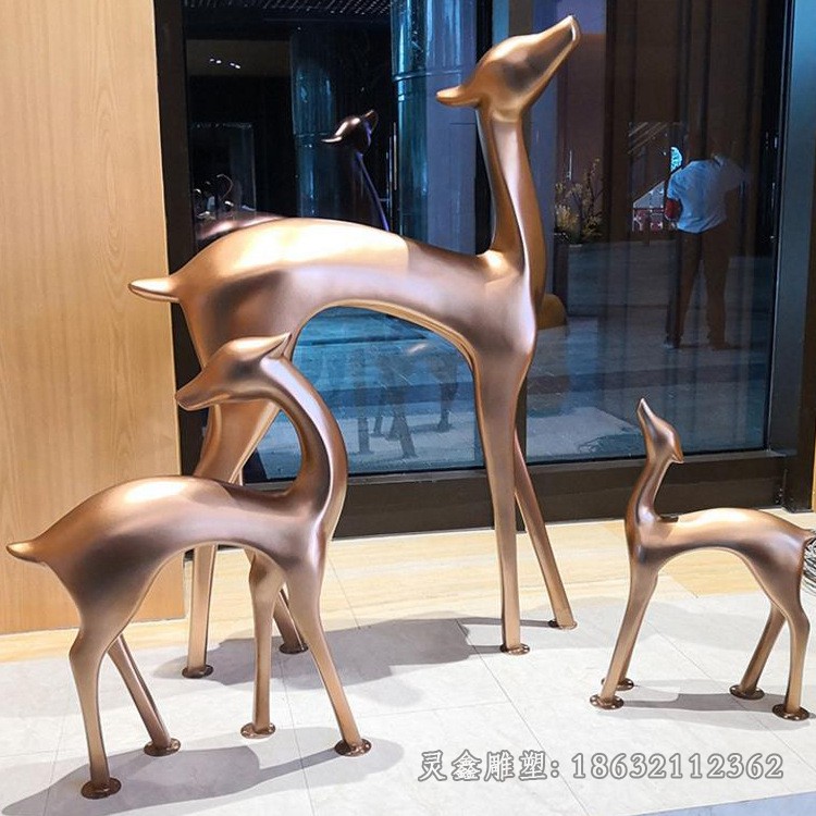 母子鹿广场动物铜雕