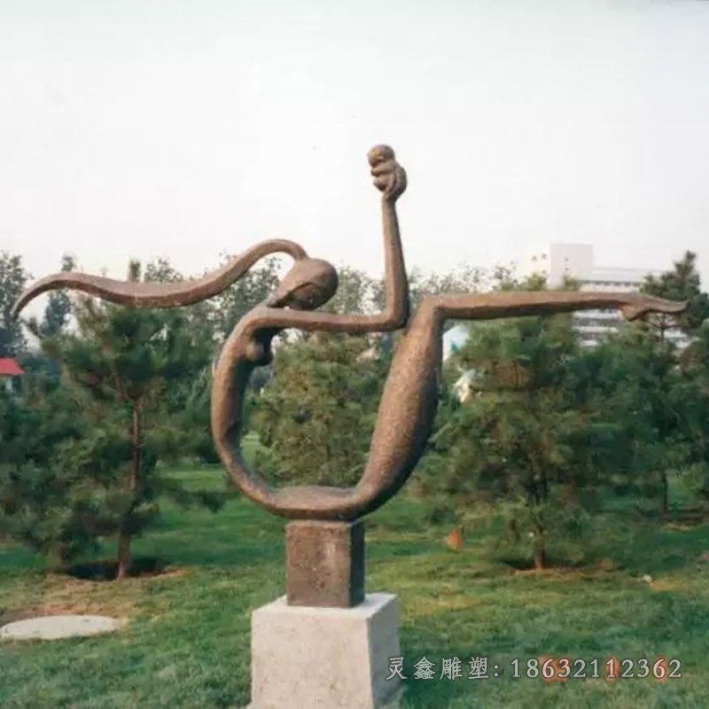 母子抽象人物景观铜雕