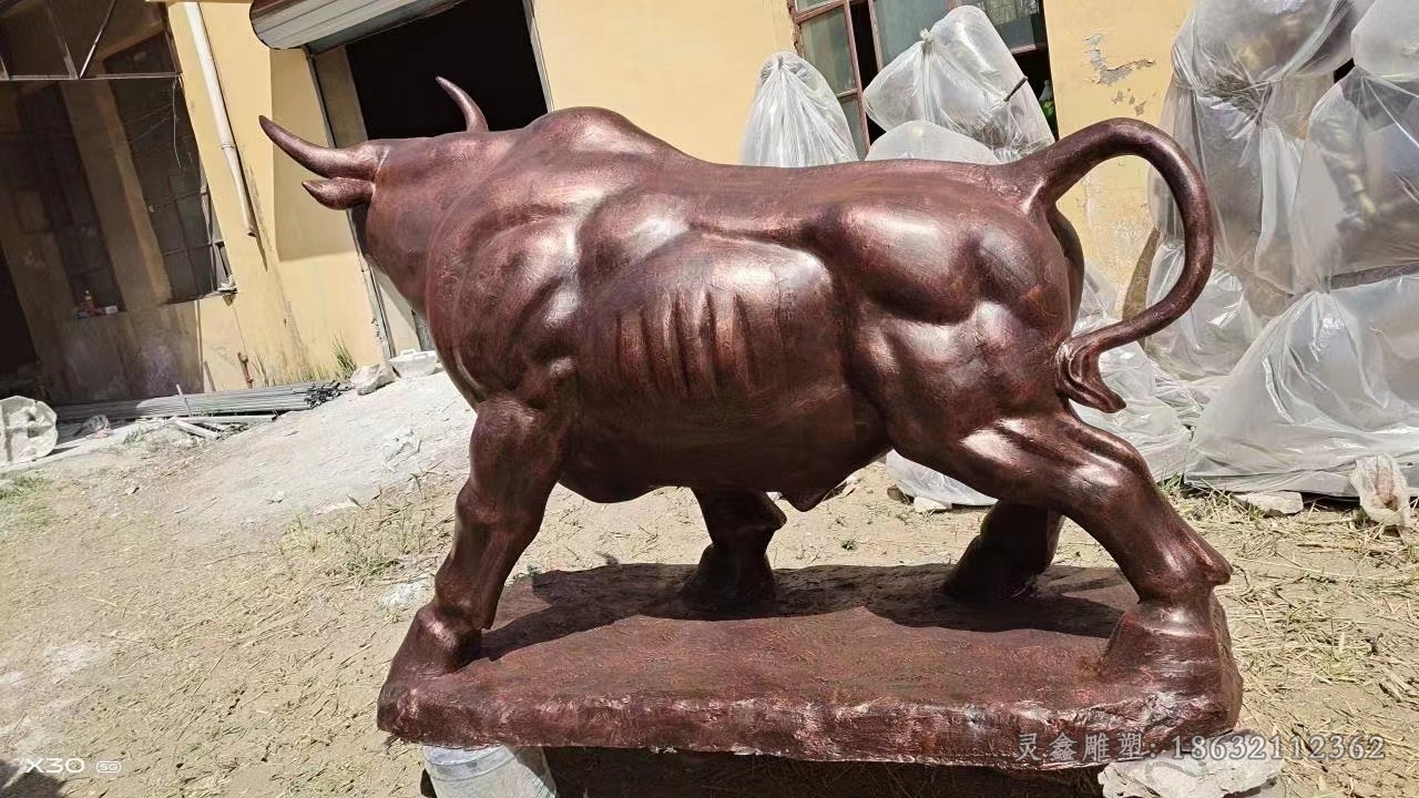古铜色华尔街牛景观铜雕