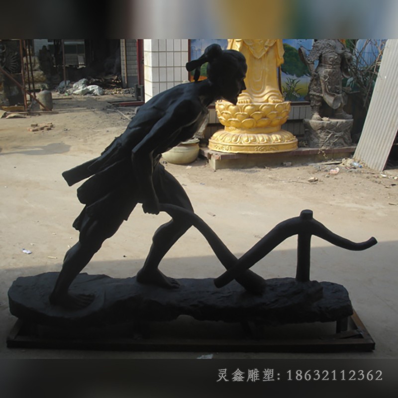 古人耕地农耕景观铜雕