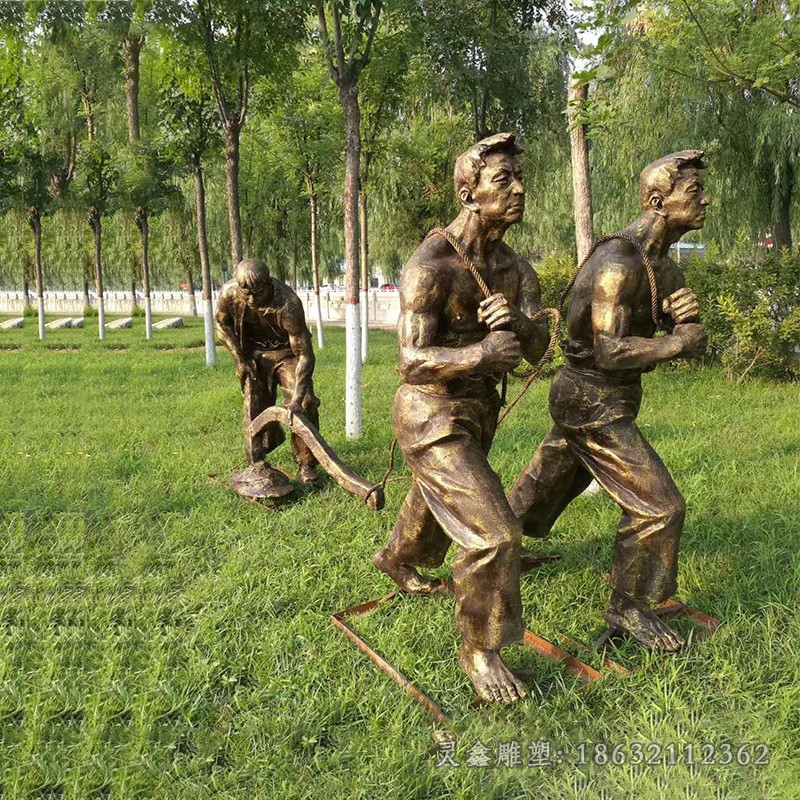 耕地人物农耕景观铜雕