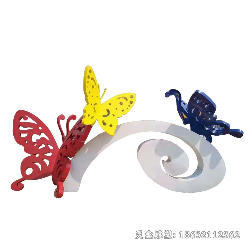 不锈钢彩绘蝴蝶城市雕塑