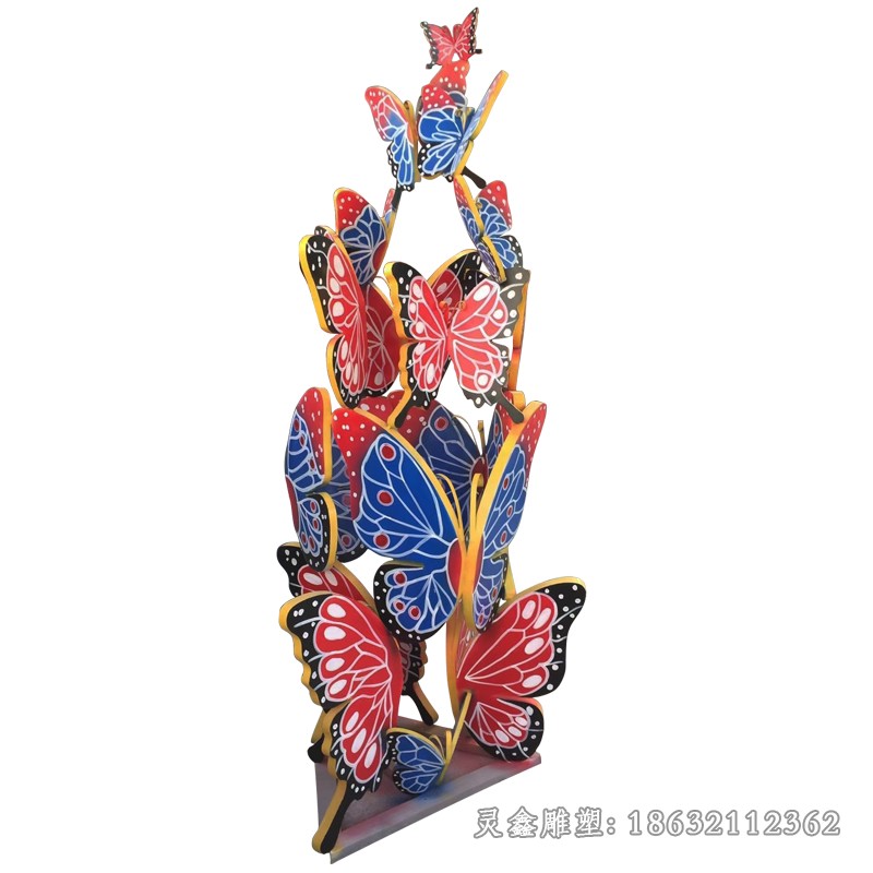 不锈钢彩绘蝴蝶园林雕塑