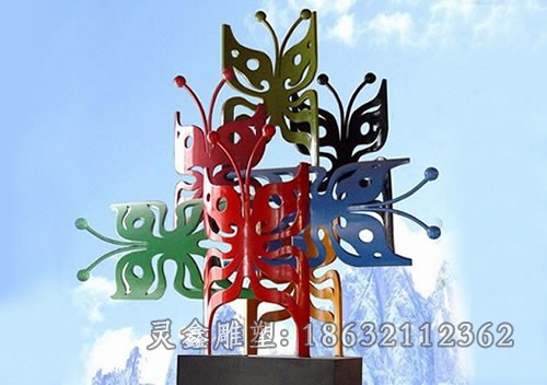 不锈钢彩绘蝴蝶标志雕塑