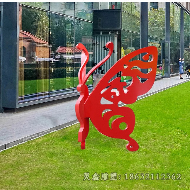 不锈钢红色蝴蝶景观雕塑