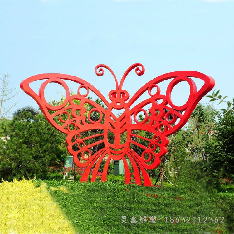 不锈钢红色蝴蝶标志雕塑