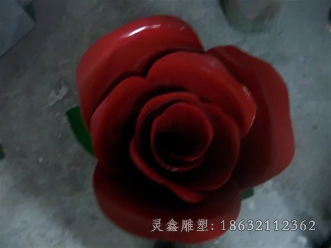 不锈钢红色花朵园林雕塑