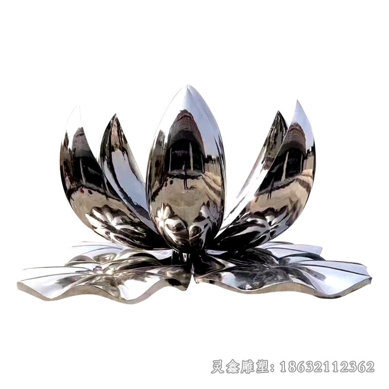不锈钢镜面荷花户外雕塑
