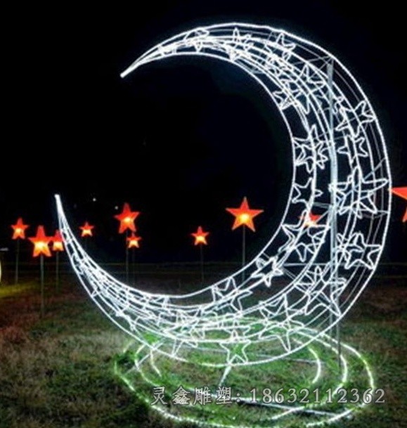 不锈钢镂空月亮别墅雕塑