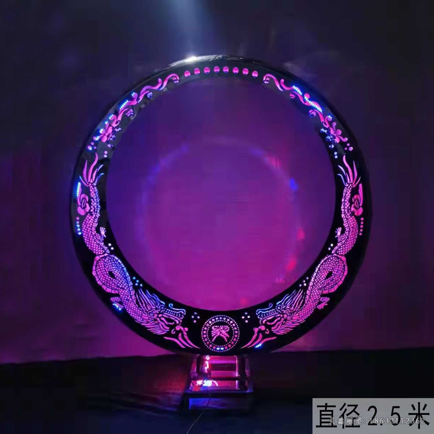 不锈钢发光月亮抽象雕塑