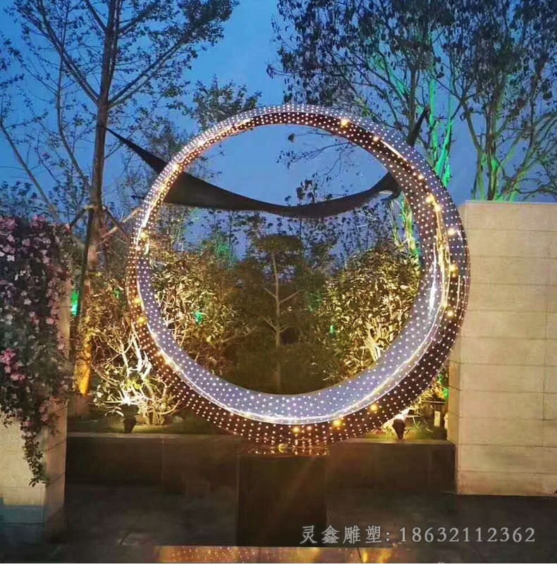 不锈钢发光月亮标志雕塑