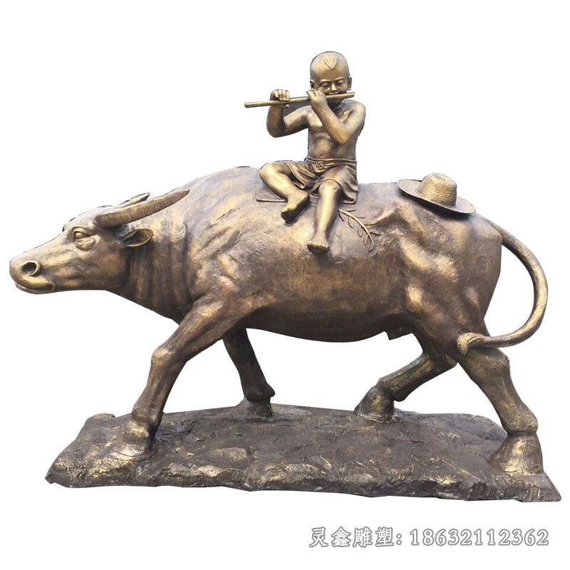 牧童骑牛别墅景观铜雕