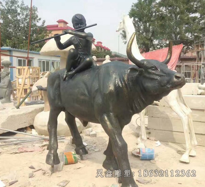 牧童骑牛别墅景观铜雕