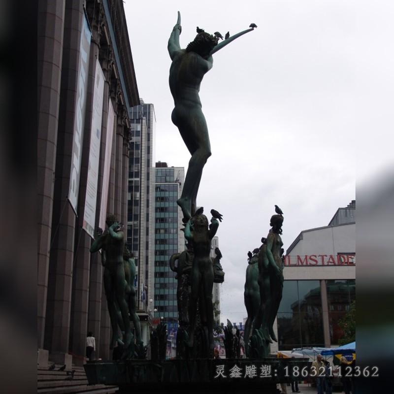 美女与鸽子校园景观铜雕