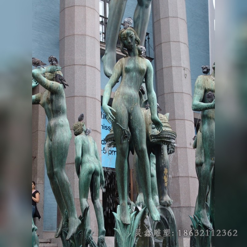 美女与鸽子校园景观铜雕