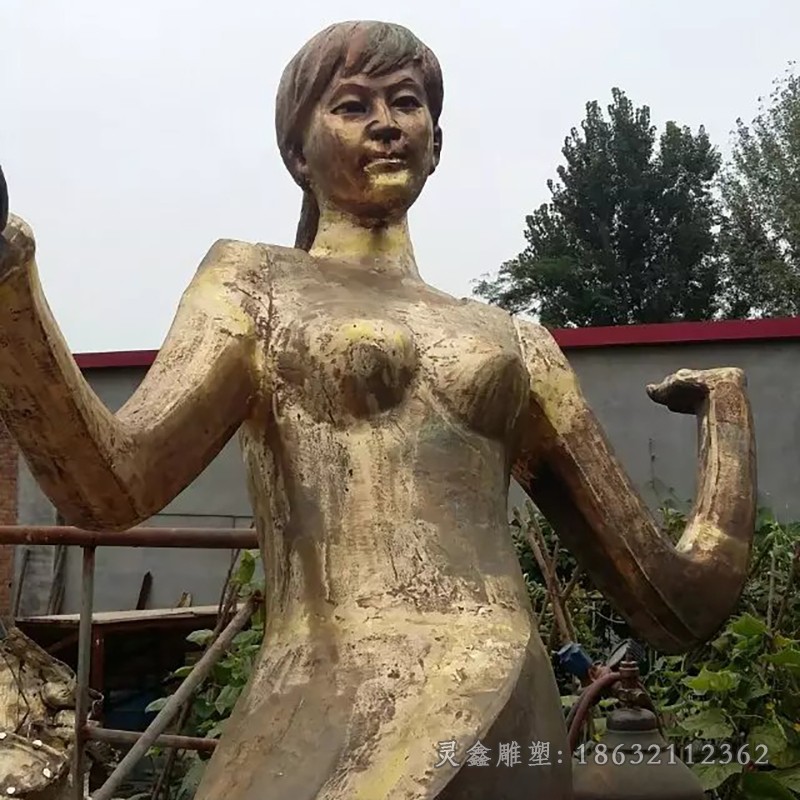 青年男女跳舞人物铜雕