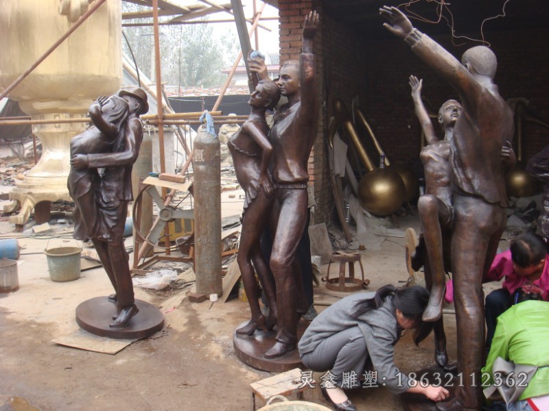 男女跳舞抽象景观铜雕